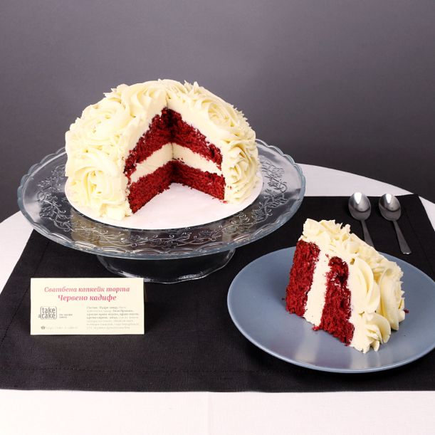 Сватбена капкейк торта Червено кадифе