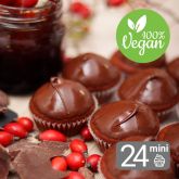24 Mini Vegan Muffins with Bio Rosehip Marmalade, Cinnamon, and Chocolate