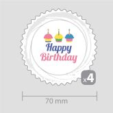 Happy Birthday Decoration – for four cupcakes