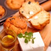 Muffin with Olives, Goat Cheese, and Oregano