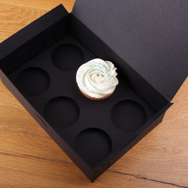 Black gift box for 6 cupcakes