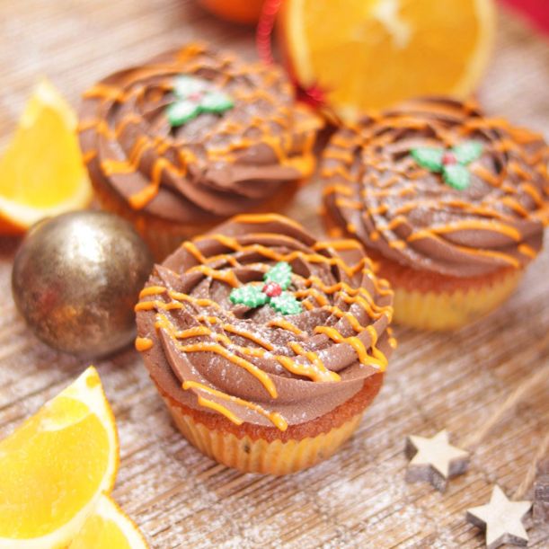 Orange and Chocolate Christmas Cupcake