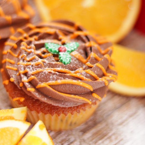 Orange and Chocolate Christmas Cupcake