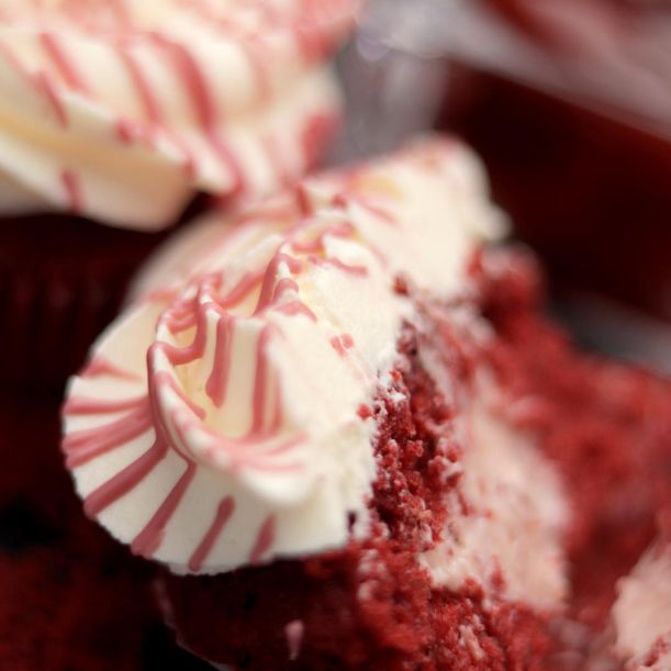 Red Velvet and Strawberry White Chocolate Mousse Cupcake