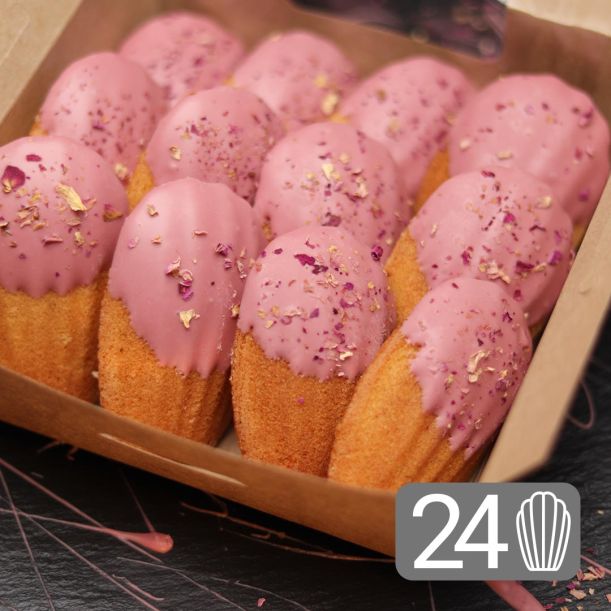 24 Ruby Chocolate and Roses Madeleines