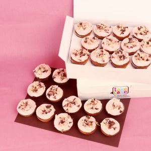 24 Mini Raspberry & Chocolate Cupcakes