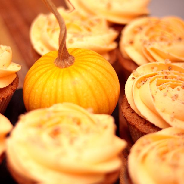 12 Pumpkin with Walnuts Cupcakes Set