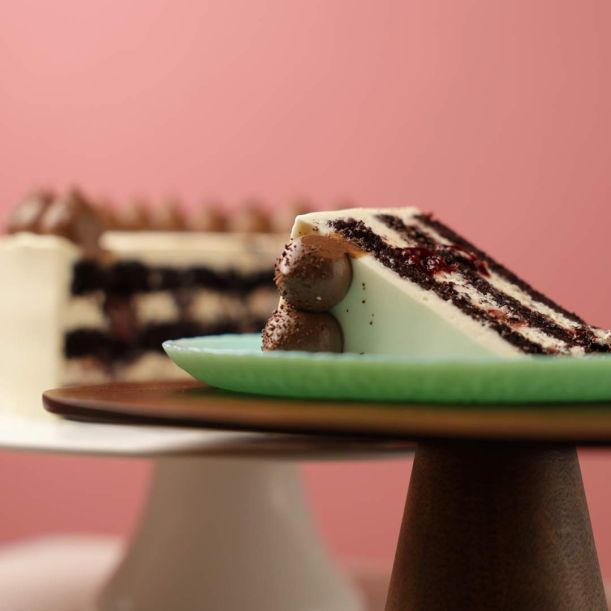 Chocolate Cake with Mascarpone and Cherries