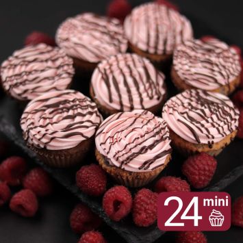 24 Mini Raspberry & Chocolate Cupcakes