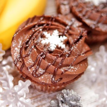 Banana and Chocolate Mousse Christmas Cupcake