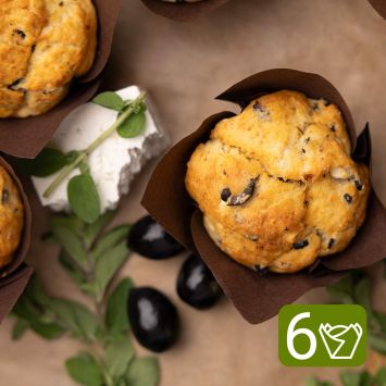 Muffins with Olives, Goat Cheese, and Oregano