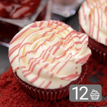 Set of 12 Red Velvet and Strawberry White Chocolate Mousse Cupcakes