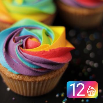 Set of 12 Vanilla Cupcakes with Rainbow Frosting