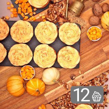 12 Pumpkin with Walnuts Cupcakes Set